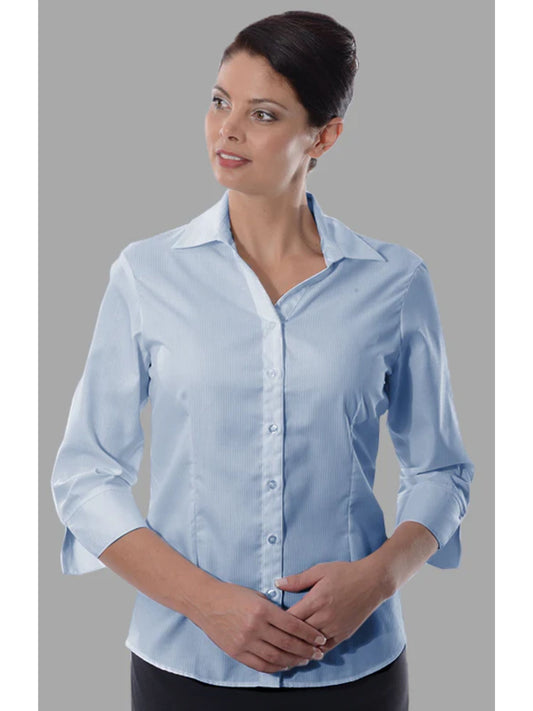 Wrinkle Free Self-Stripe 3/4 Sleeve Blouse