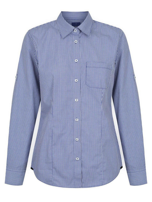 Womens Long Sleeve Gingham Casual Shirt