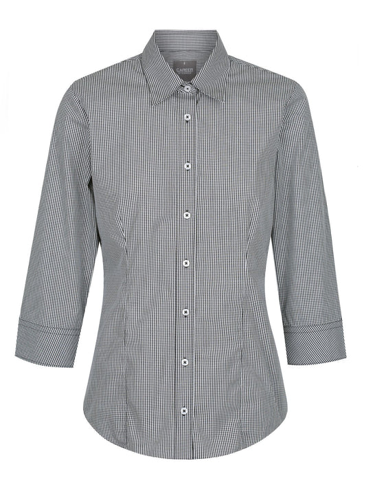 Womens 3/4 Sleeve Gingham Shirt