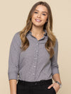 Womens 3/4 Sleeve Gingham Shirt