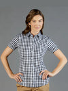 Womens Short Sleeve Royal Oxford Casual Shirt