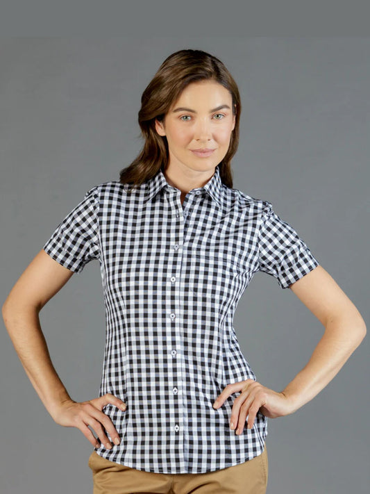 Womens Short Sleeve Royal Oxford Casual Shirt