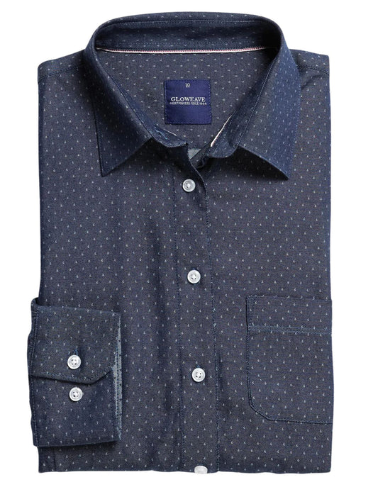 Womens Chambray Dobby Long Sleeve Casual Shirt