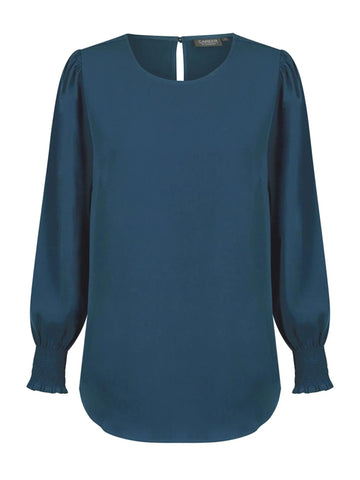 Shirred Cuff Soft Top - Ocean