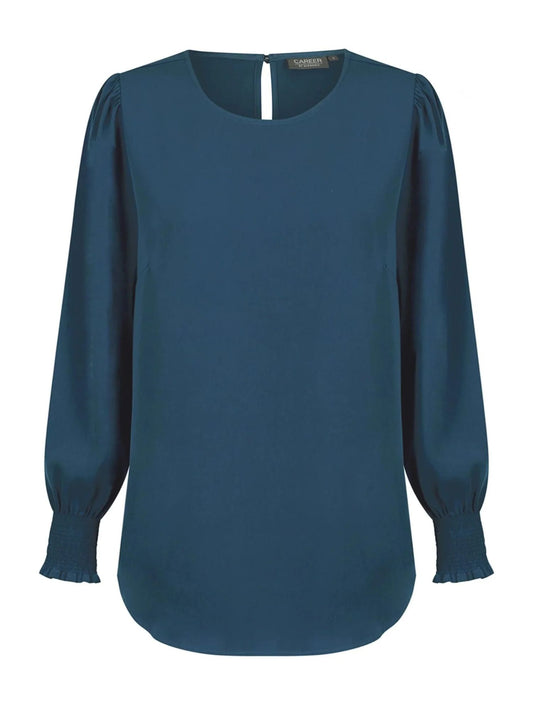 Shirred Cuff Soft Top - Ocean