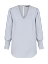 Cleo V Neck Shirred Cuff Top