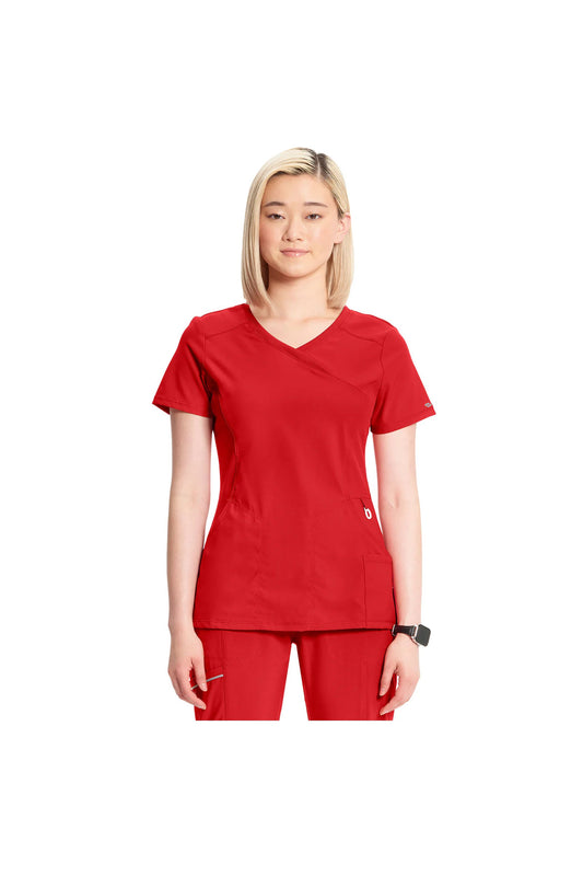 Cherokee Women's Infinity Mock Wrap Top - Red