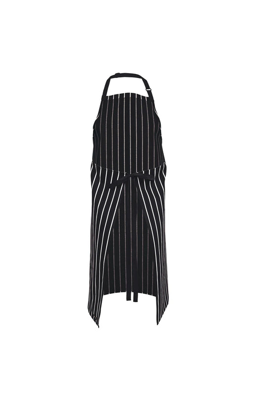 Bib Striped Apron with Pocket - Black/White