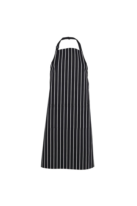 Bib Striped Apron with Pocket - Black/White