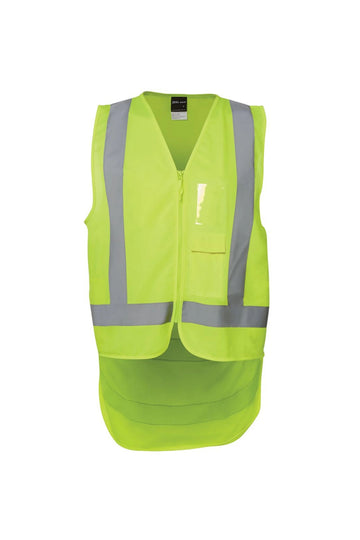 Hi Vis Zip Drop Tail H Pattern (D+N) Vest - Lime