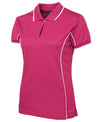 Ladies Poly Piping Polo SSL - Hot Pink/White