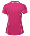 Ladies Poly Piping Polo SSL - Hot Pink/White
