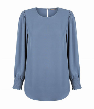 Shirred Cuff Soft Top - Denim