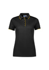 Womens Focus Short Sleeve Polo - Black/Gold