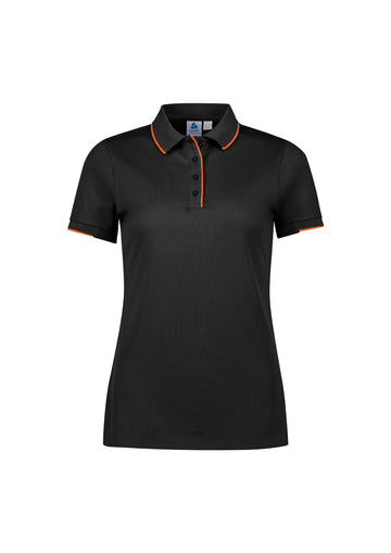 Womens Focus Short Sleeve Polo - Black/Orange