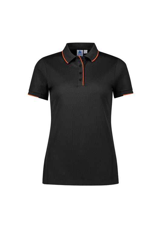 Womens Focus Short Sleeve Polo - Black/Orange