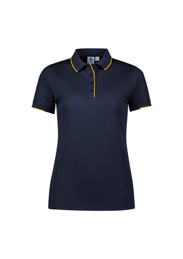 Womens Focus Short Sleeve Polo - Navy/Gold