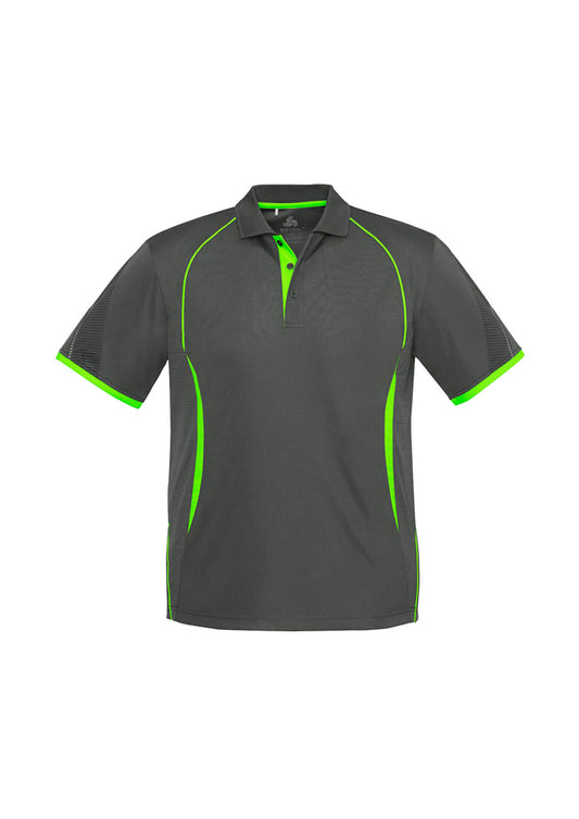 Razor Mens Polo Shirt - Grey/Fluorescent Lime