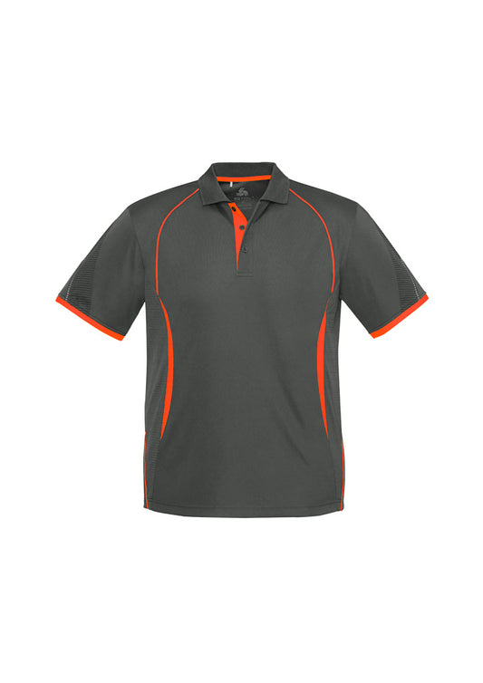Razor Mens Polo Shirt - Grey/Fluorescent Orange
