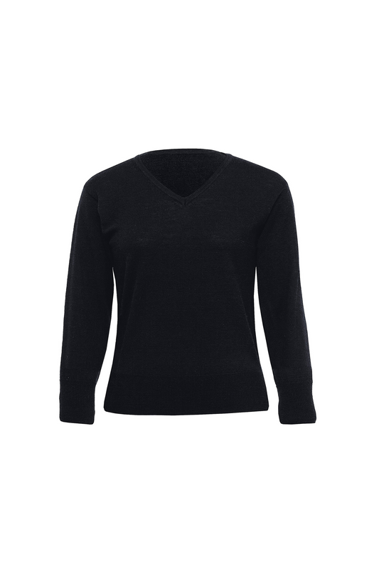 Merino Detailed Vee Pullover Womens