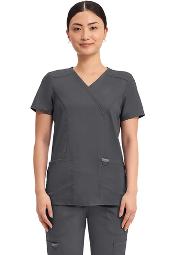 Cherokee Womens' WW Revolution Mock Wrap Top - Pewter