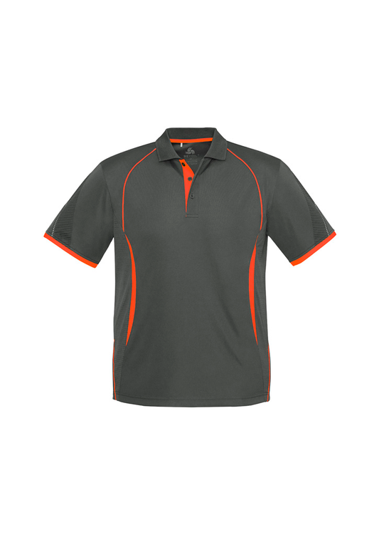 Razor Mens Polo Shirt - Grey/Fluoro Orange