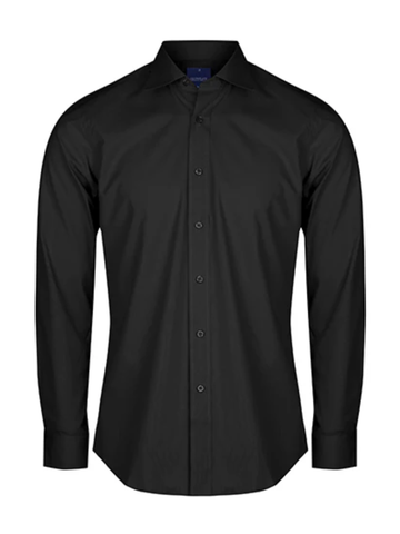 Mens Slim Poplin Long Sleeve Shirt