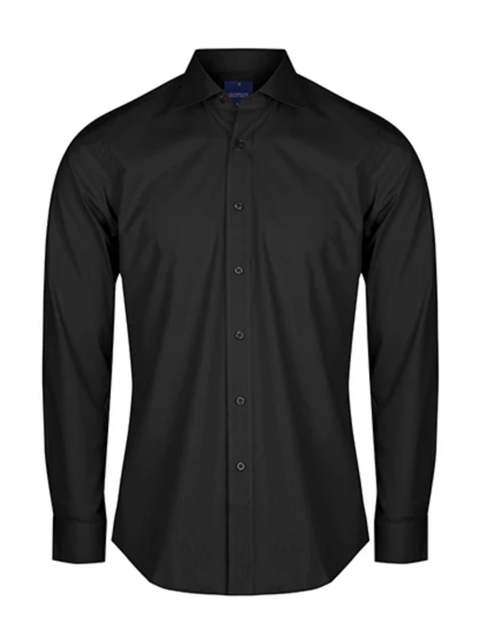 Mens Slim Poplin Long Sleeve Shirt