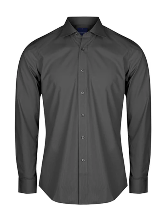 Mens Slim Poplin Long Sleeve Shirt