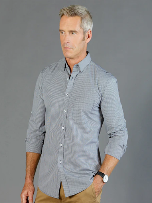 Mens Long Sleeve Gingham Casual Shirt