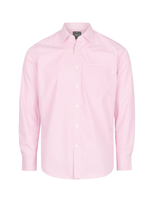 Mens Long Sleeve Gingham Shirt - Pink