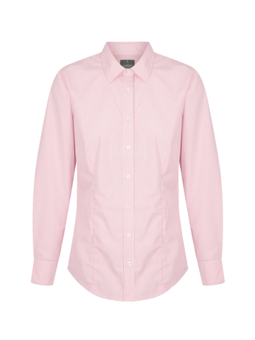 Womens Long Sleeve Gingham Shirt - Pink