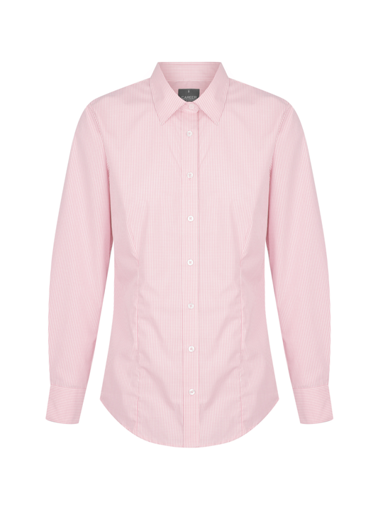 Womens Long Sleeve Gingham Shirt - Pink