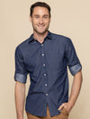 Mens Denim Dobby Long Sleeve Casual Shirt