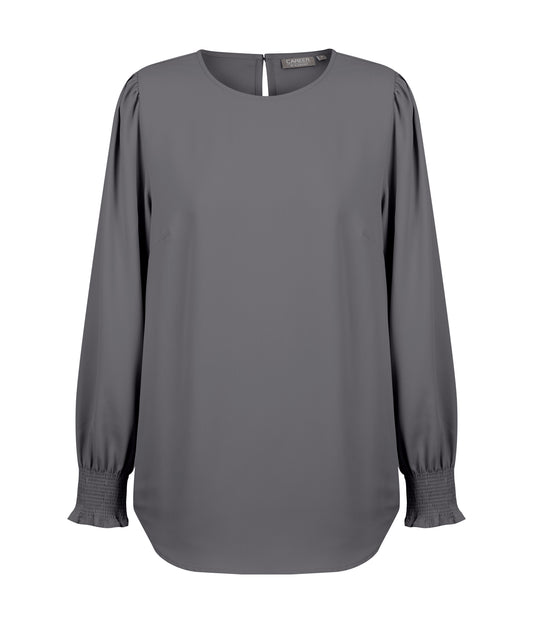 Shirred Cuff Soft Top - Charcoal