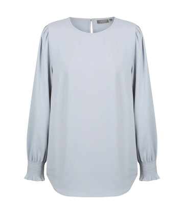 Shirred Cuff Soft Top - Silver