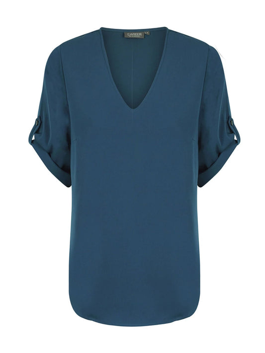 Reese V Neck Top - Denim