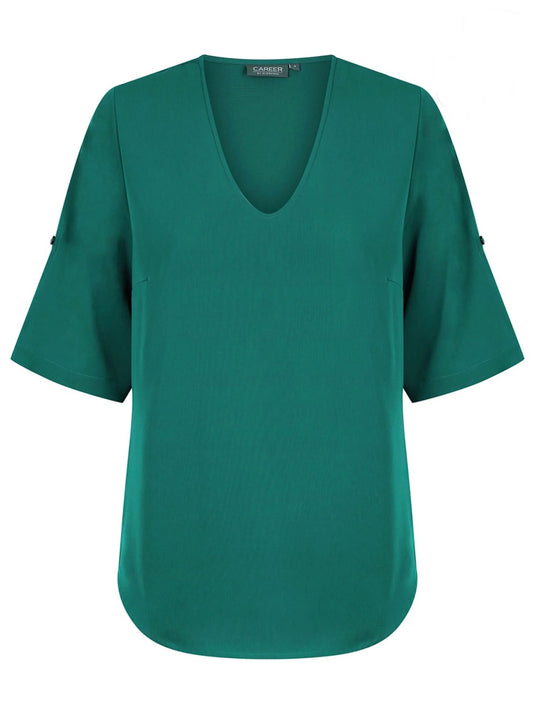 Reese V Neck Top - Emerald