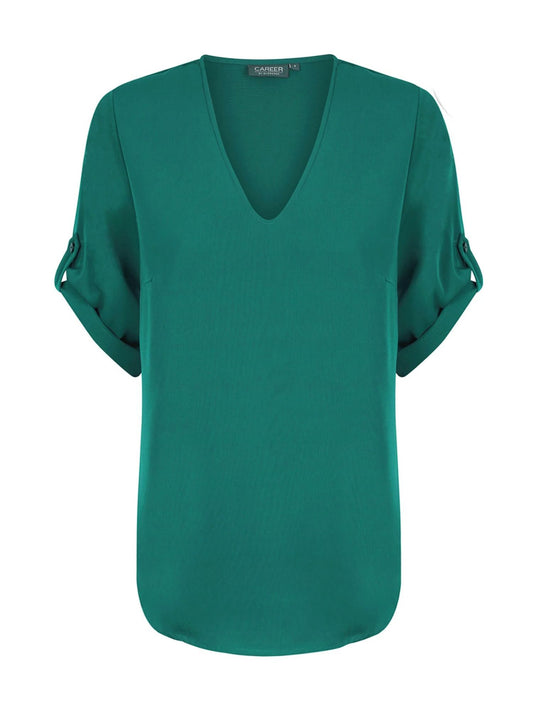 Reese V Neck Top - Emerald