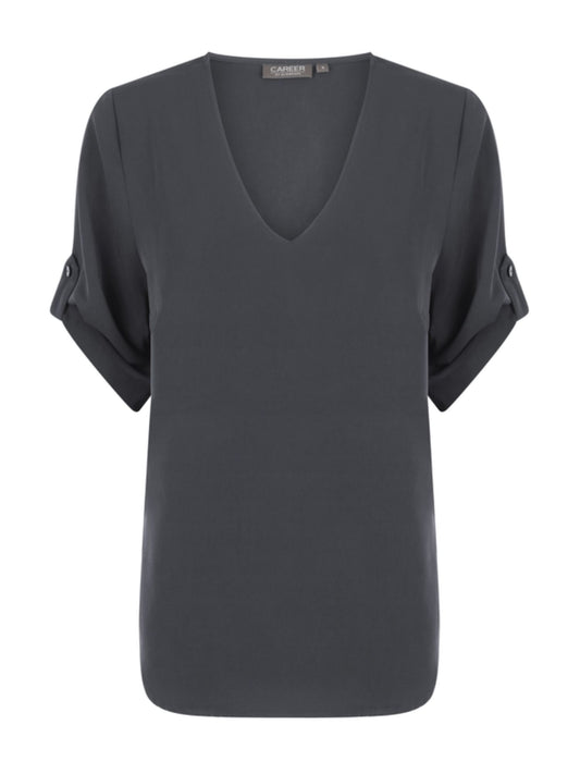 Reese V Neck Top - Silver