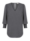 Cleo V Neck Shirred Cuff Top
