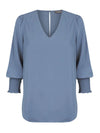 Cleo V Neck Shirred Cuff Top