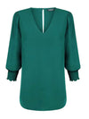 Cleo V Neck Shirred Cuff Top