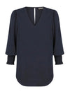 Cleo V Neck Shirred Cuff Top