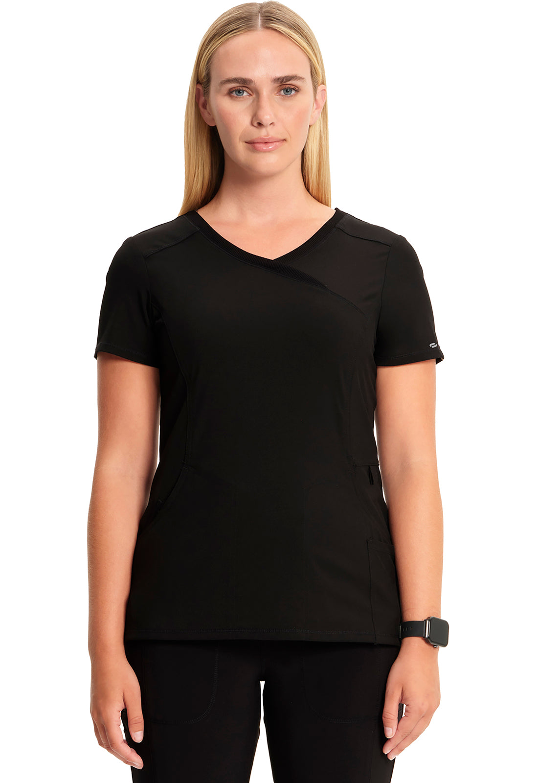 Cherokee Women's Infinity Mock Wrap Top - Black