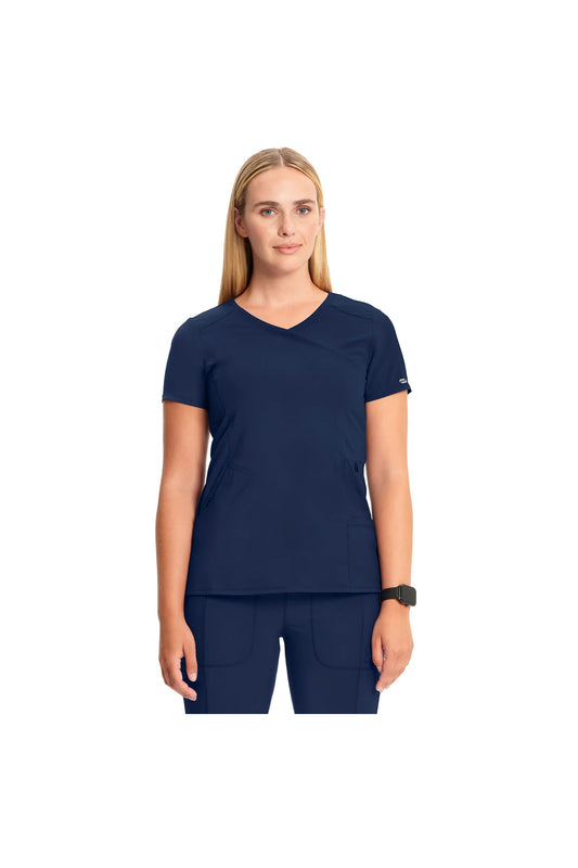 Cherokee Women's Infinity Mock Wrap Top - Navy