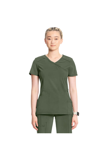 Cherokee Women's Infinity Mock Wrap Top - Olive