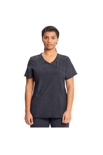 Cherokee Women's Infinity Mock Wrap Top - Pewter