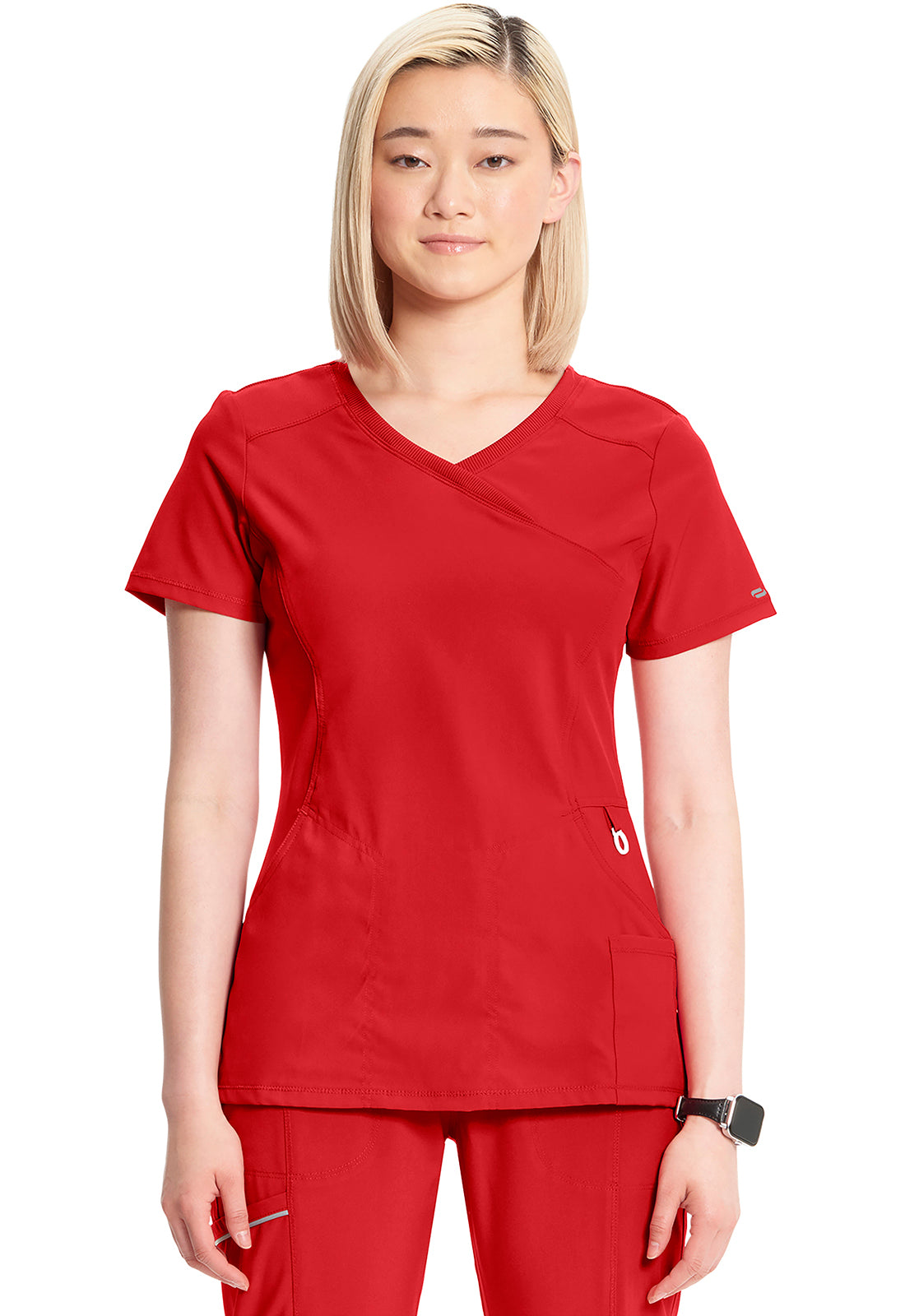 Cherokee Women's Infinity Mock Wrap Top - Red