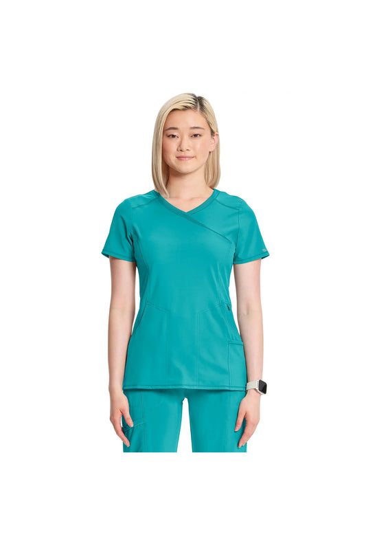Cherokee Women's Infinity Mock Wrap Top - Teal